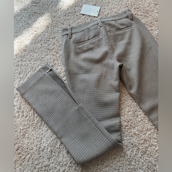 A.L.C. Houndstooth Pants Beige Split Leg Flare Stretch Casual Preppy Size 0 - Picture 8 of 14